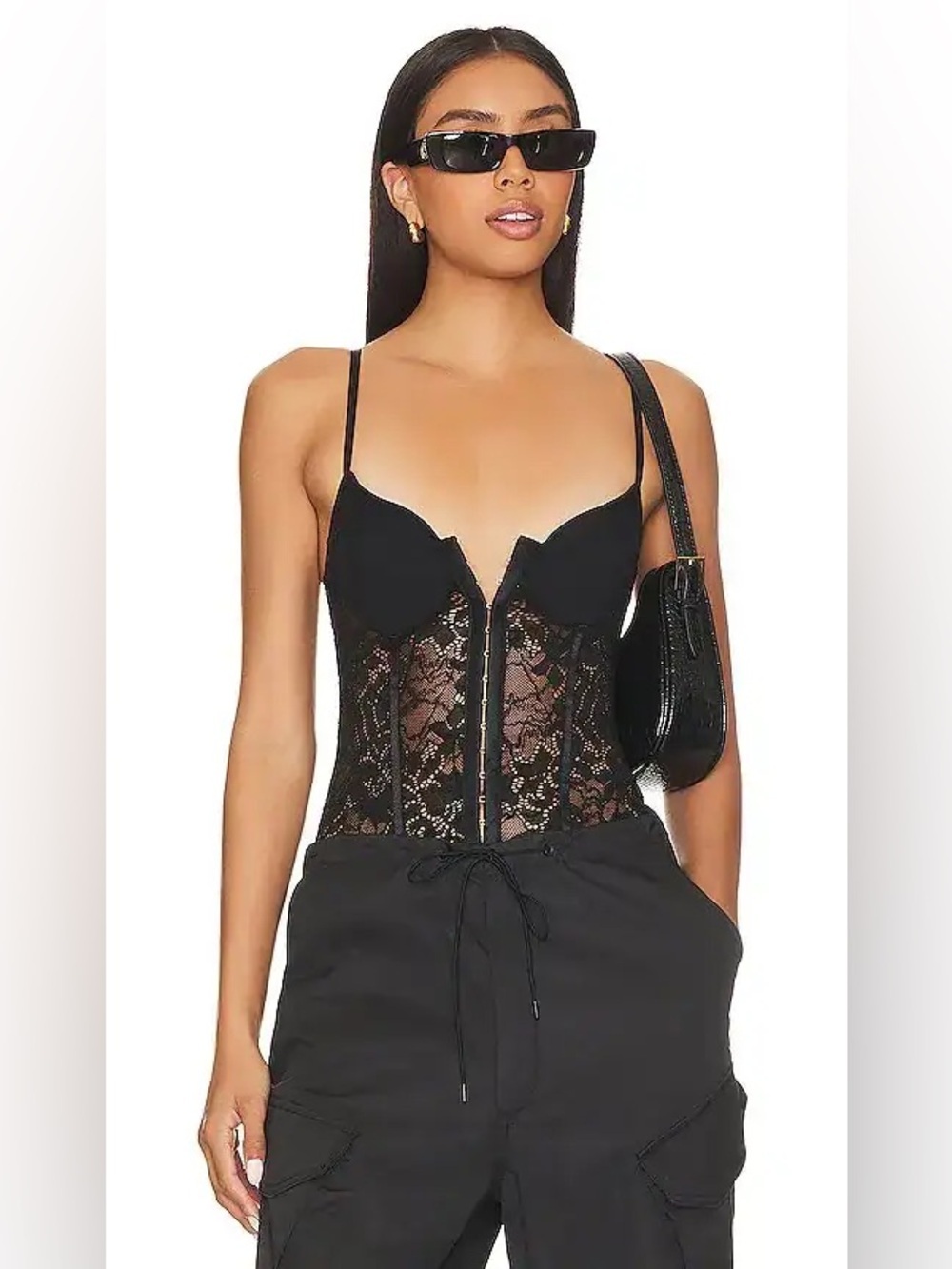 Free People X Intimately FP Black Lace Night Rhythm Bodysuit, NWT, XL